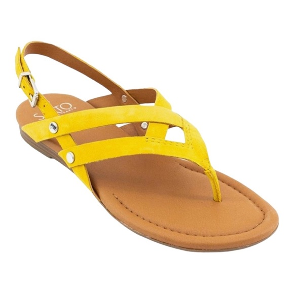 Franco Sarto Women's Summer Goddess Woven Toe Ring Sandals Yellow Size 8 M